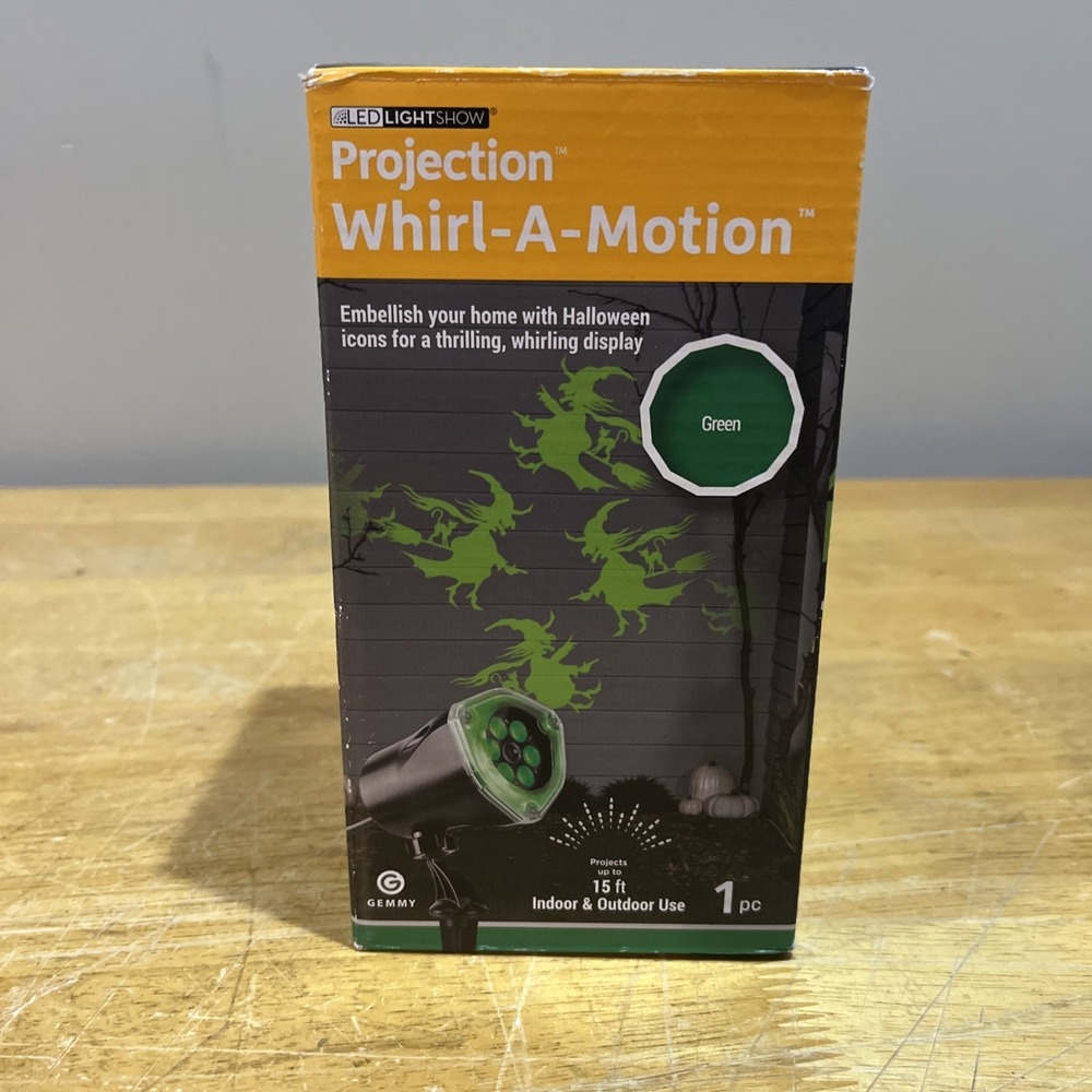 Gemmy LED Light Show‎ Whirl-A-Motion, Halloween Green Witches